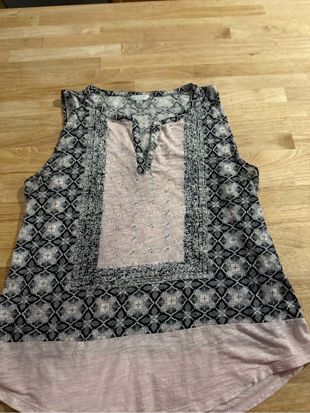 Lucky Brand Pink and Black Patterned Sleeveless Tank